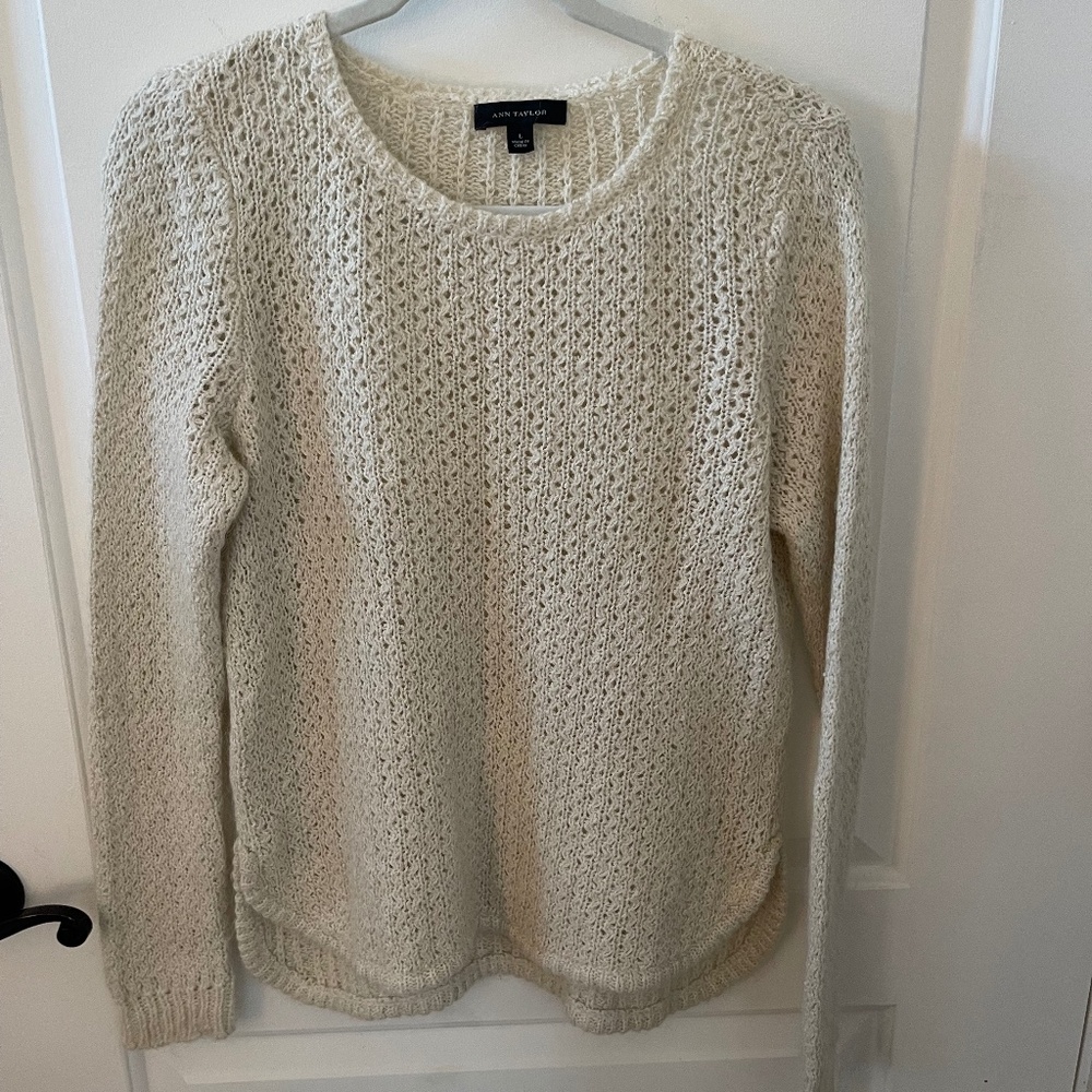 ANN TAYLOR ACRYLIC BLEND SWEATER LARGE BEIGE